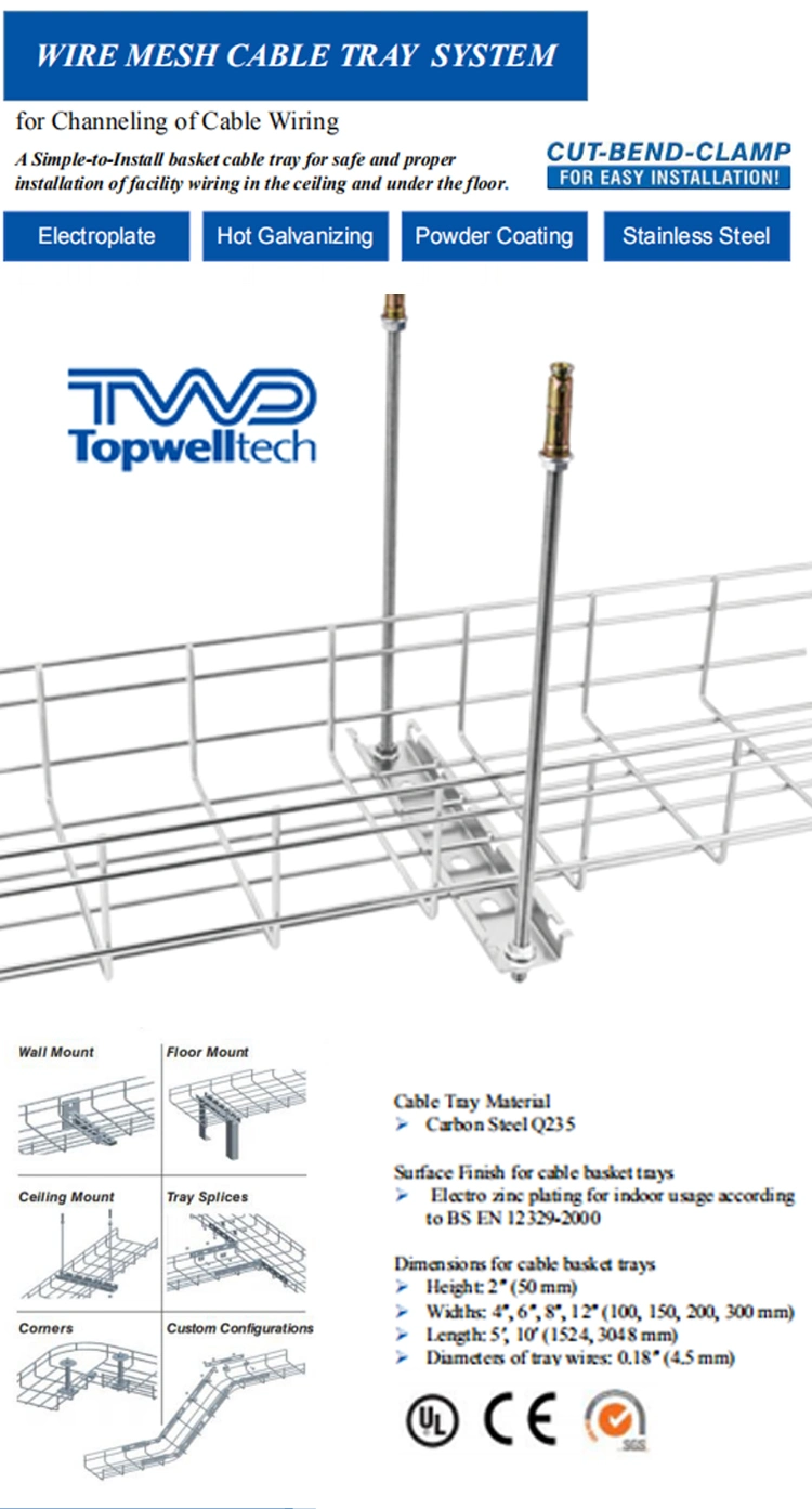 Stainless Steel Wire Basket Tray Hot Sale 3000mm Cable Tray Accessories